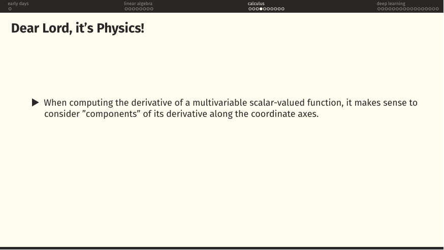 It makes sense to consider components of a derivative along the coordinate axes.