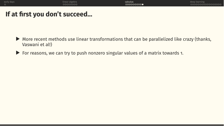 For reasons, we can try to push a matrix's nonzero singular values towards 1.
