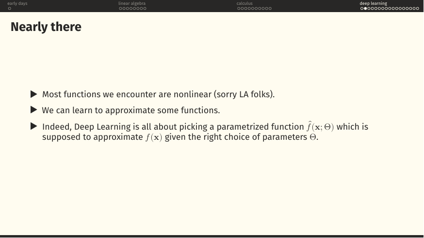 Deep learning: pick a parameterised f̂(x; Θ) approximating the true f(x).